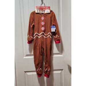 PJ's & Presents Christmas Gingerbread One-Piece Pajamas Holiday Girls 4T New!